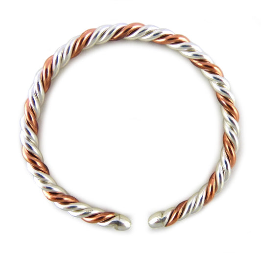 Two Metal Bangle - Double Silver, Single Copper